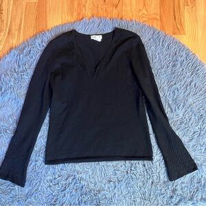 Vintage Barry Bricken Black V-Neck Silk Sweater Size S